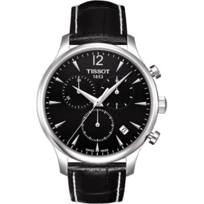 Tissot Tradition Chronograph Men's 42mm Black Dial Leather Watch (T063.617.16.057.00)