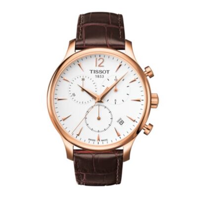 Tissot Tradition Chronograph Men's 42mm Rose Gold White Dial Watch (T063.617.36.037.00)
