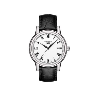 Tissot Men's 40mm White Dial Roman Numeral Leather Watch (T085.410.16.013.00)