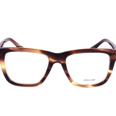 POLICE VPLN19 SHINY STRIPED BROWN Men's Eyeglasses