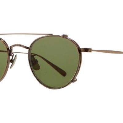 Garrett Leight Men's WILLIAM CLIP Clip On - Antique Gold/Green Eyeglasses