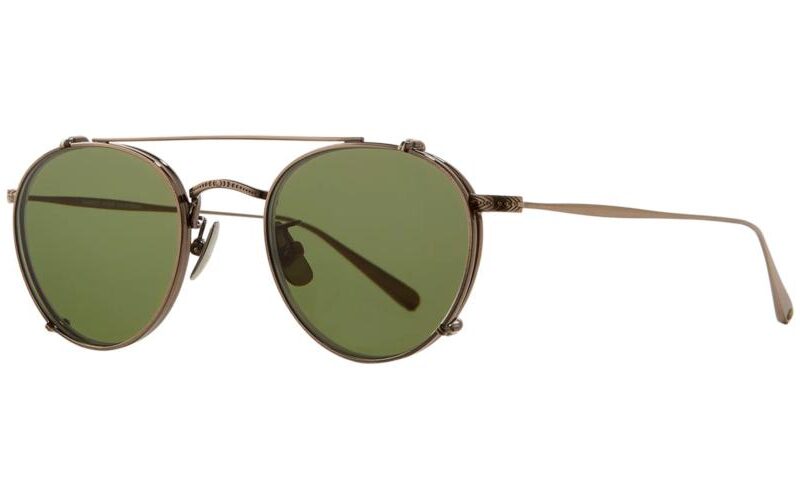 Garrett Leight Men's WILLIAM CLIP Clip On - Antique Gold/Green Eyeglasses