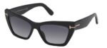 Tom Ford Women's WYATT FT 0871 Shiny Black/Grey Shaded Sunglasses