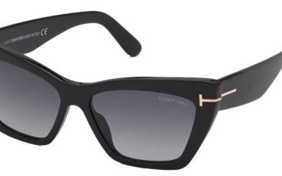 Tom Ford Women's WYATT FT 0871 Shiny Black/Grey Shaded Sunglasses