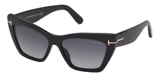 Tom Ford Women's WYATT FT 0871 Shiny Black/Grey Shaded Sunglasses Tom Ford Women's WYATT FT 0871 Shiny Black/Grey Shaded Sunglasses