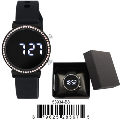 Boxed DACQA LED Silicone Band Watch – Black