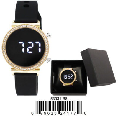 Boxed DACQA LED Silicone Band Watch – Gold/Black