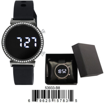 Boxed DACQA LED Silicone Band Watch – Gun/Black