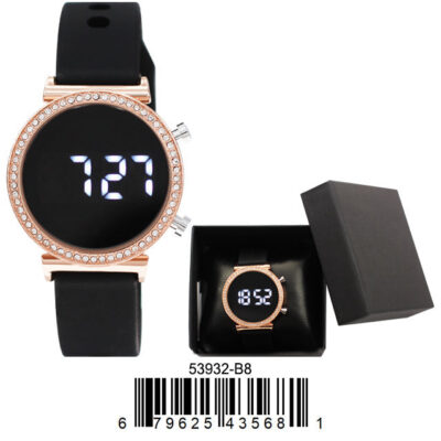 Boxed DACQA LED Silicone Band Watch – Rose Gold/Black
