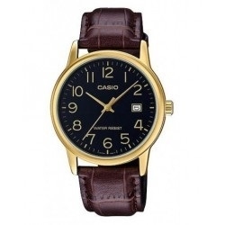 Casio Collection date gold, leather – black (mtp-v002gl-1budf) Men’s Watch