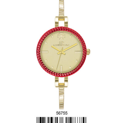 DACQA Bangle Watch – Gold/Red