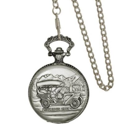 DACQA Engraved Pocket Watch – Silver Car