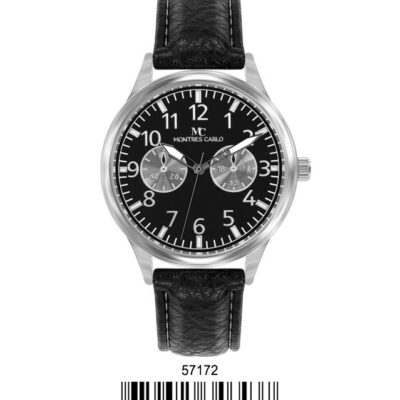 DACQA Faux Leather Band Watch – Black/Black
