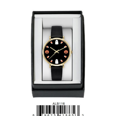 DACQA Faux Leather Band Watch – Black/Gold