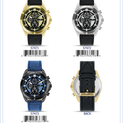 DACQA Faux Leather Band Watch – Black/Silver