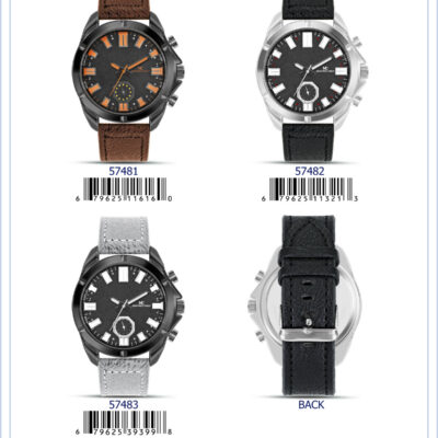 DACQA Faux Leather Band Watch – Black/Silver