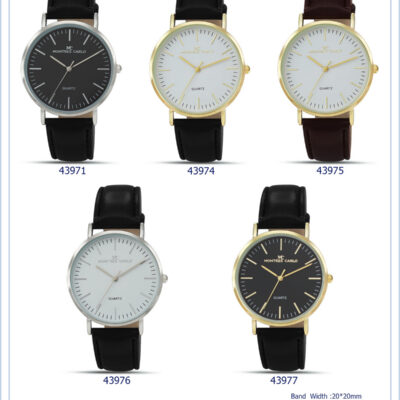 DACQA Faux Leather Band Watch – Black/Silver