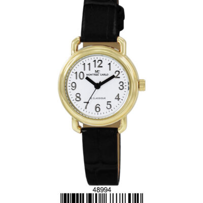 DACQA Faux Leather Band Watch – Gold/Black