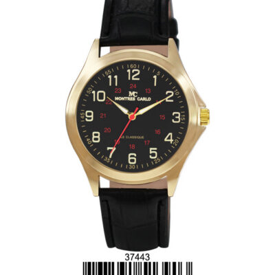 DACQA Faux Leather Band Watch – Gold/Black