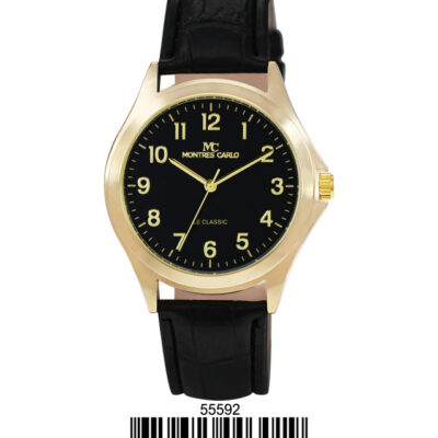DACQA Faux Leather Band Watch – Gold/Black