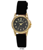 DACQA Faux Leather Band Watch – Gold/Black/Black