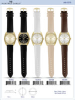DACQA Faux Leather band watch – Gold/Black/Black