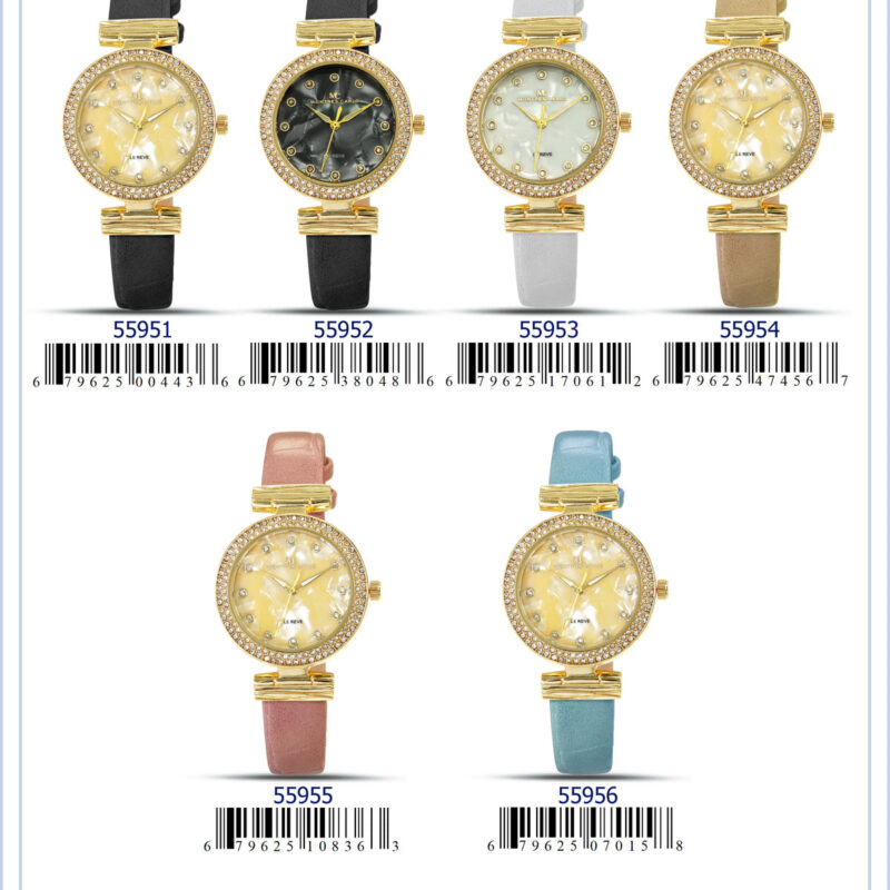 DACQA Faux Leather band watch – Gold/Black/Black