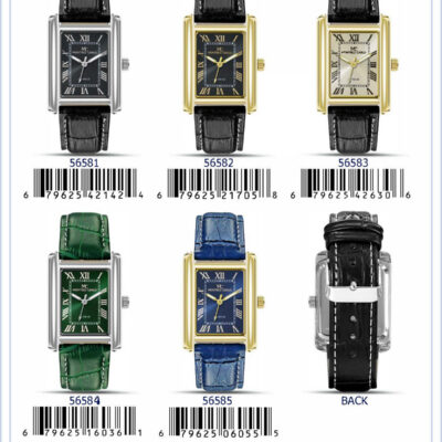 DACQA Faux Leather Band Watch – Gold/Black/Black