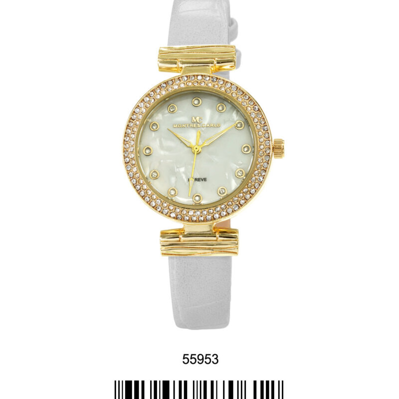 DACQA Faux Leather band watch – Gold/Black/Black