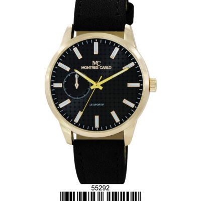 DACQA Faux Leather Band Watch – Gold/Black/Black