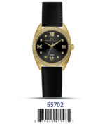 DACQA Faux Leather band watch – Gold/Black/Black