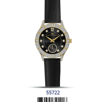 DACQA Faux Leather band watch – Gold/Black/Black