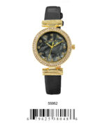 DACQA Faux Leather band watch – Gold/Black/Black