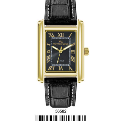 DACQA Faux Leather Band Watch – Gold/Black/Black