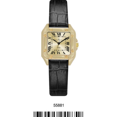 DACQA Faux Leather band watch – Gold/Black/Gold