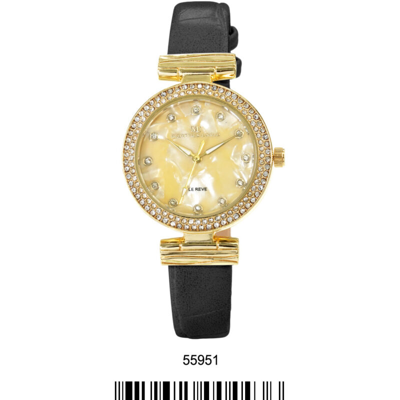 DACQA Faux Leather band watch – Gold/Blue