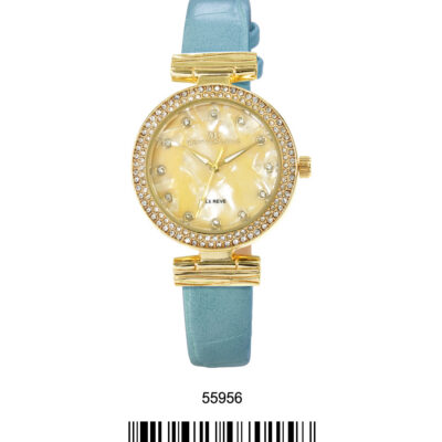 DACQA Faux Leather band watch – Gold/Blue