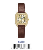 DACQA Faux Leather band watch – Gold/Brown