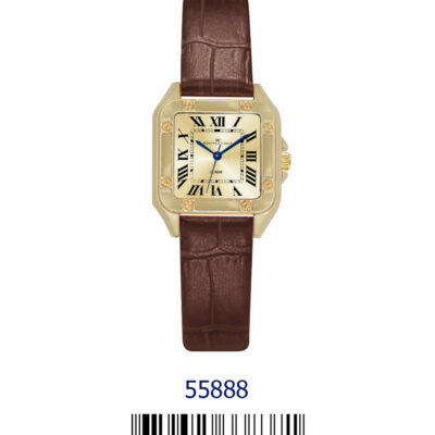 DACQA Faux Leather band watch – Gold/Brown