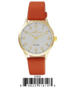 DACQA Faux Leather Band Watch – Gold/Brown