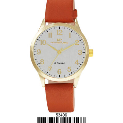 DACQA Faux Leather Band Watch – Gold/Brown