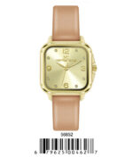 DACQA Faux Leather band watch – Gold/Brown