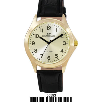 DACQA Faux Leather Band Watch – Gold/Gold