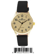 DACQA Faux Leather Band Watch – Gold/Gold