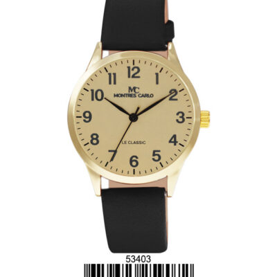 DACQA Faux Leather Band Watch – Gold/Gold