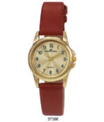DACQA Faux Leather Band Watch – Gold/Gold/Brown