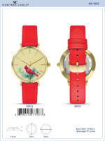DACQA Faux Leather Band Watch – Gold/Red