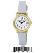 DACQA Faux Leather Band Watch – Gold/White