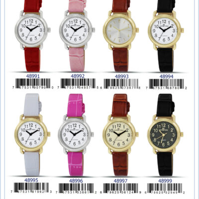 DACQA Faux Leather Band Watch – Gold/White