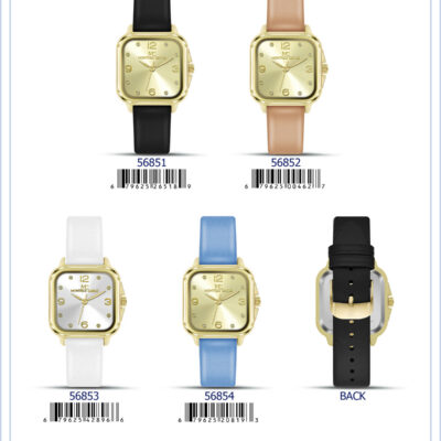 DACQA Faux Leather band watch – Gold/White